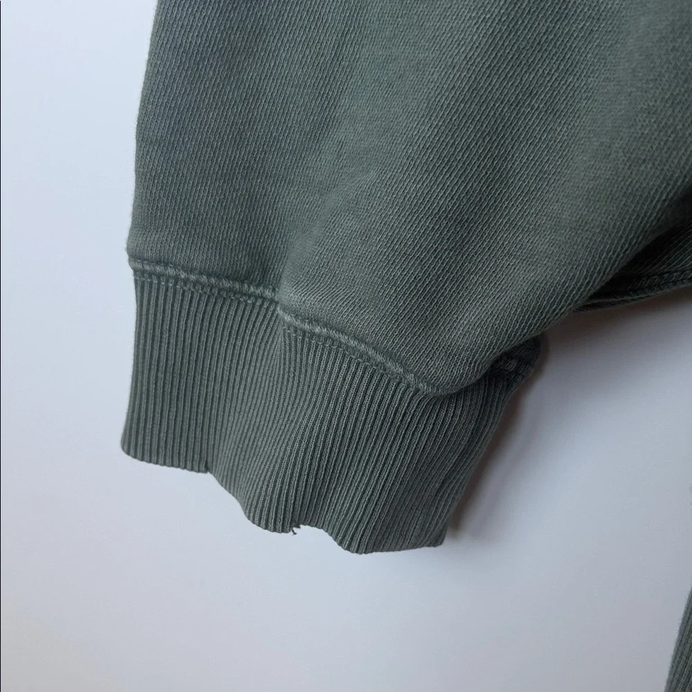 Aerie Oversized Crewneck Sweatshirt Olive Green Distressed Hem XL - Picture 6 of 7